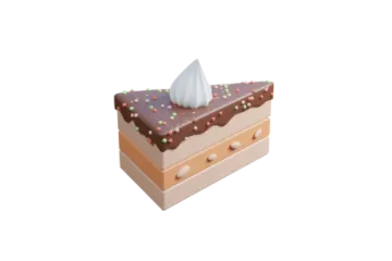 a piece of cake with chocolate frosting on top