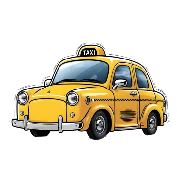 a yellow taxi car on a white background
