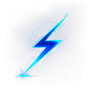 a blue lightning bolt on a white background