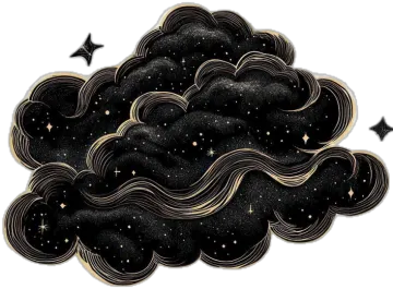 a black and gold cloud with stars in the sky