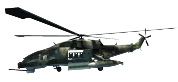 a military helicopter flying in the sky