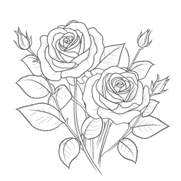 three roses coloring page