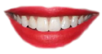 a woman's mouth with white teeth and red lipstick