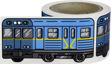 a roll of tape with a train on it