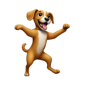a brown and white dog with its tongue out