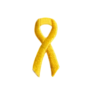 a yellow ribbon on a white background