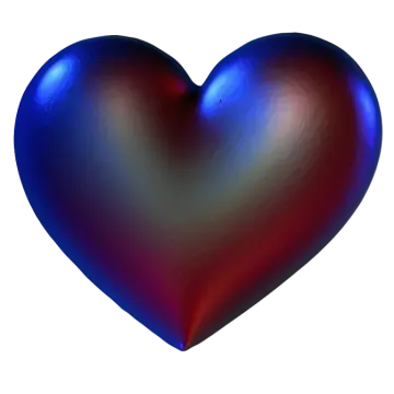 a blue and red heart shaped object