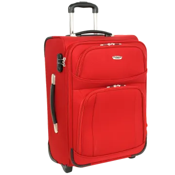 a red piece of luggage on a white background