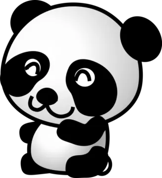 a black and white panda bear sitting down