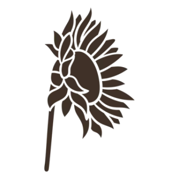 a black and white silhouette of a sunflower
