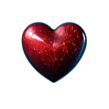 a red heart shaped object on a white background