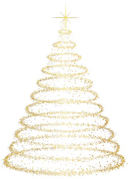 a gold christmas tree with stars on it