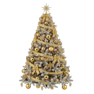 a christmas tree with gold and silver decorations