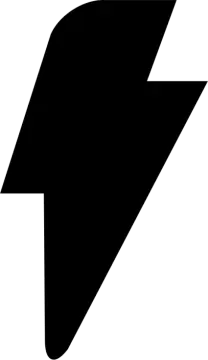 a black and white lightning bolt icon