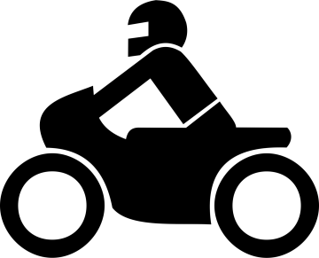 a black and white silhouette of a person on a motorcycle