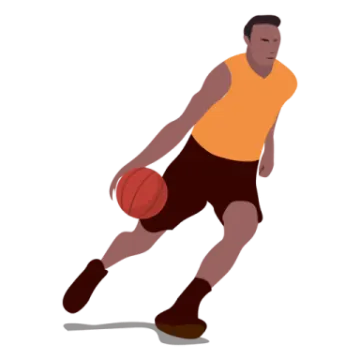 a basketball player with a ball in his hand
