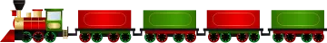 a red and green train engine