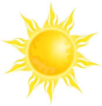 a yellow sun with flames in the center