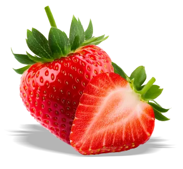 two strawberries on a white background
