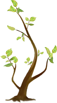 a drawing of a tree with leaves on it