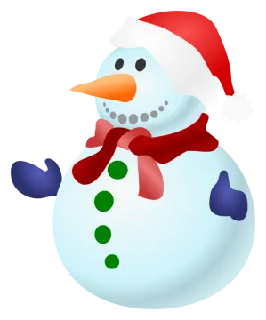 a snowman wearing a santa hat and scarf