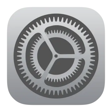 a gray icon with gears on it