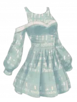 a blue dress with white letters on it