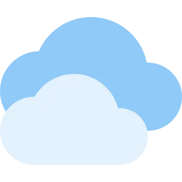 a blue cloud with a white background