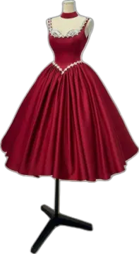 a red and white dress on a manne