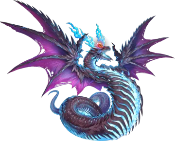 an image of a dragon with blue and purple wings