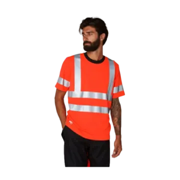 a man wearing an orange safety vest