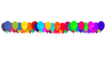 a row of balloons on a white background
