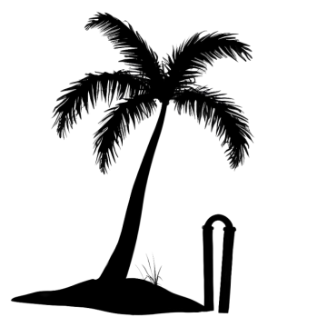 a black and white silhouette of a palm tree