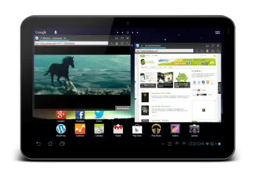 a tablet with a video player on the screen