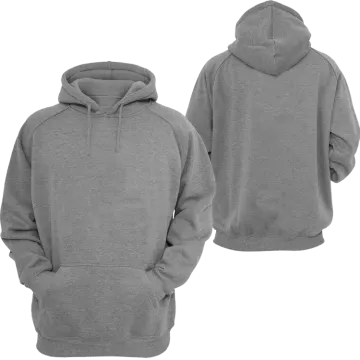 a grey hoodie with a white logo on the front