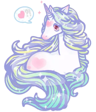 a drawing of a unicorn with long hair