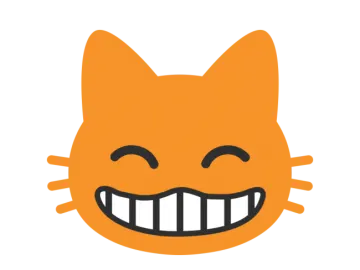 an orange cat with a big smile on its face