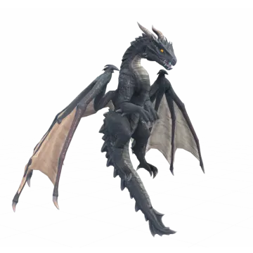 a black dragon flying through the air