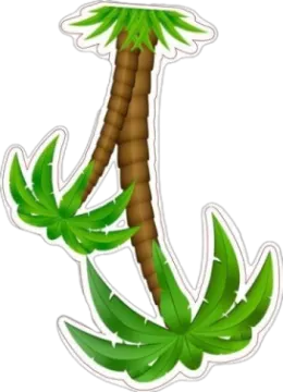 a sticker with an anchor and palm trees