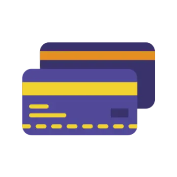a purple and orange credit card