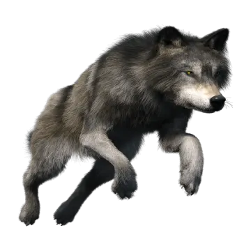 a 3d rendering of a wolf running