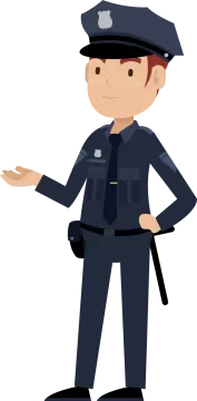a police officer with his hands out