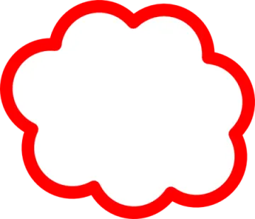 a red cloud with a white background