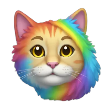 a cat with a rainbow colored mane on its head