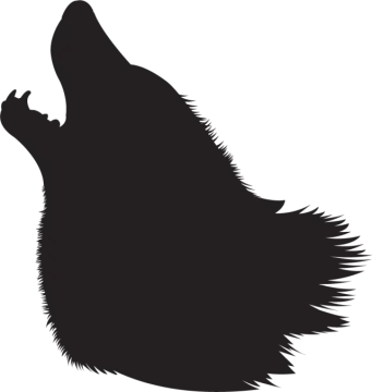 a black and white silhouette of a howling wolf