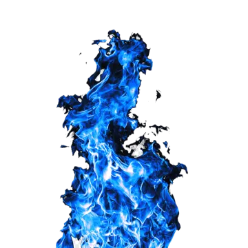 a blue fire on a white background
