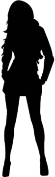 a silhouette of a woman wearing a hat