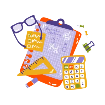 a pile of school supplies on a white background
