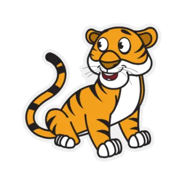 a cartoon tiger sitting on the ground