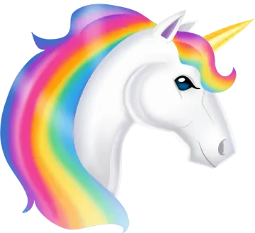 a white unicorn with a rainbow mane